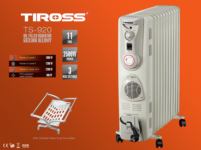 Máy sưởi dầu Tiross Tiross TS920 Có 11 thanh
