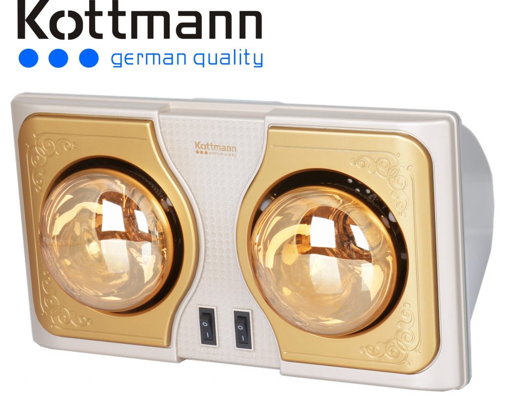 Đèn sưởi phòng tắm Kottmann 2 bóng treo tường K2B-H Model 2015