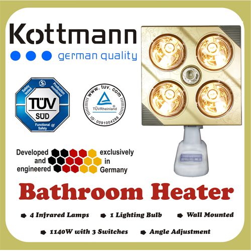 Đèn sưởi nhà tắm 4 bóng Kottmann H4B