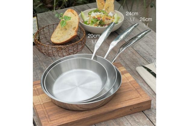 Chảo Kaiyo inox 316 liền khối tự thân 5 lớp công nghệ Nhật bản Chảo Kaiyo inox 316 liền khối tự thân 5 lớp công nghệ Nhật bản