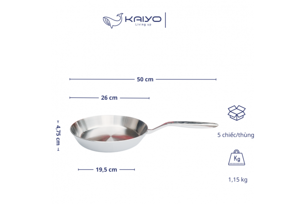 Chảo Kaiyo inox 316 liền khối tự thân 5 lớp công nghệ Nhật bản Chảo Kaiyo inox 316 liền khối tự thân 5 lớp công nghệ Nhật bản