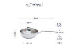 Chảo sâu lòng Kaiyo Inox 316 KIW 5 lớp liền khối của Nhật