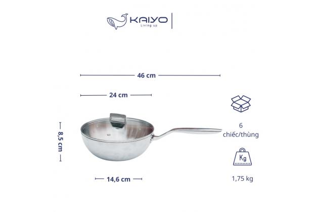 Chảo sâu lòng Kaiyo Inox 316 KIW 5 lớp liền khối của Nhật Chảo sâu lòng Kaiyo Inox 316 KIW 5 lớp liền khối của Nhật