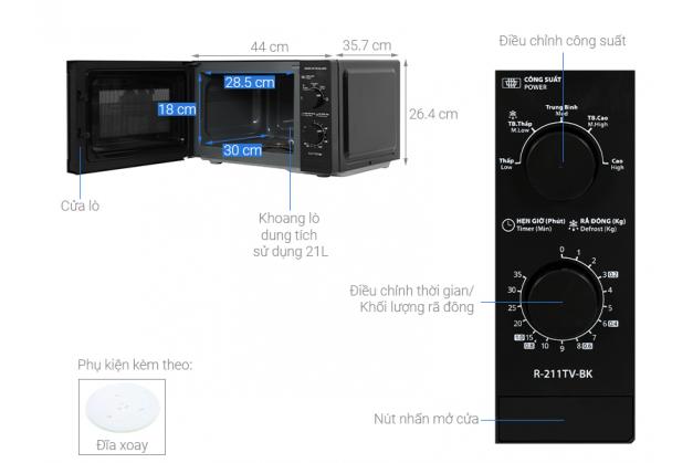 Lò vi sóng Sharp R-211TV-BK Dung tích 21L
