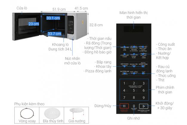 Lò vi sóng có nướng Toshiba ER-SGS34(S1)VN dung tích 34 lít