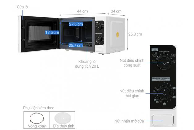 Lò vi sóng Toshiba ER-SM20(W1)VN Dung tích 20L Thái lan