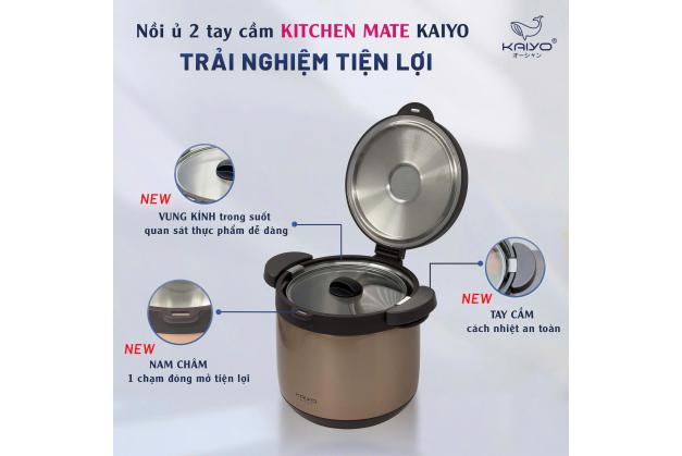 Nồi ủ Kaiyo 4,5L KTC6896 & KTC6902 Kitchen Mate loại tay cầm vung kính thương hiệu Nhật bản