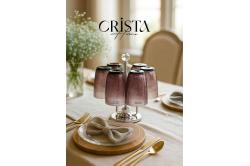Cốc thủy tinh Crista Home vân lưới dung tích 420ml