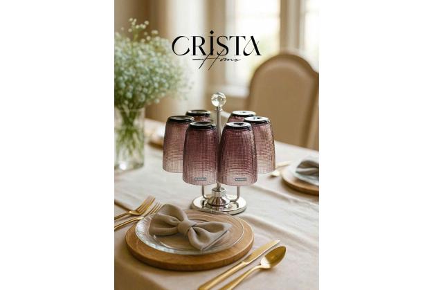 Cốc thủy tinh Crista Home vân lưới dung tích 420ml