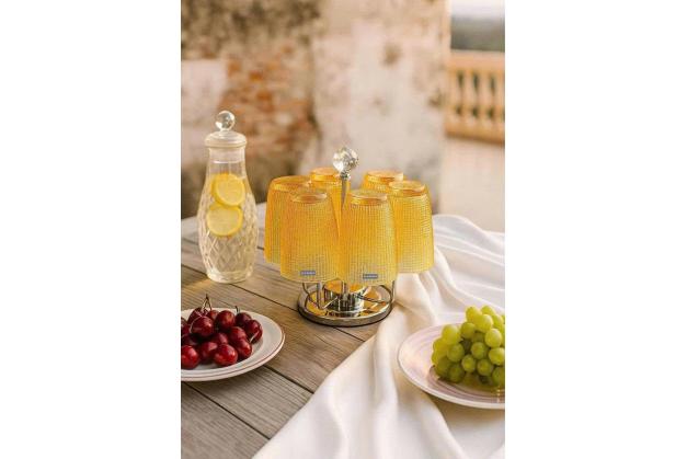 Cốc thủy tinh Crista Home vân lưới dung tích 420ml
