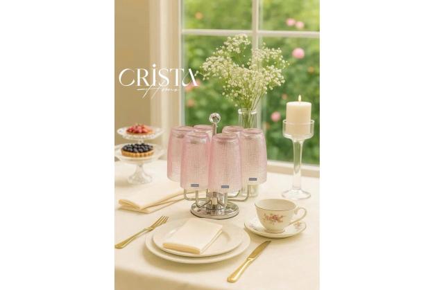 Cốc thủy tinh Crista Home vân lưới dung tích 420ml