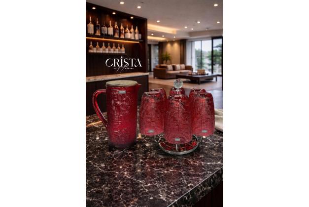 Bình thủy tinh vân lưới Crista Home dung tích 1L nắp gỗ