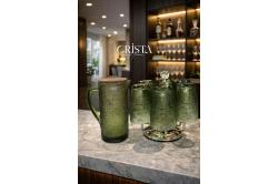 Bình thủy tinh vân lưới Crista Home dung tích 1L nắp gỗ