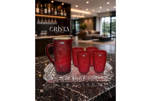 Bình thủy tinh vân lưới Crista Home dung tích 1L nắp gỗ