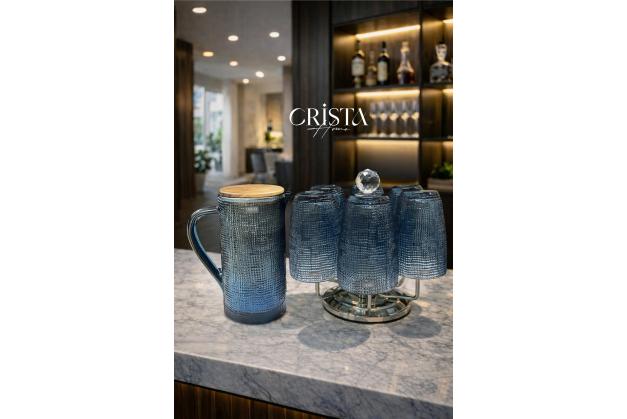 Bình thủy tinh vân lưới Crista Home dung tích 1L nắp gỗ