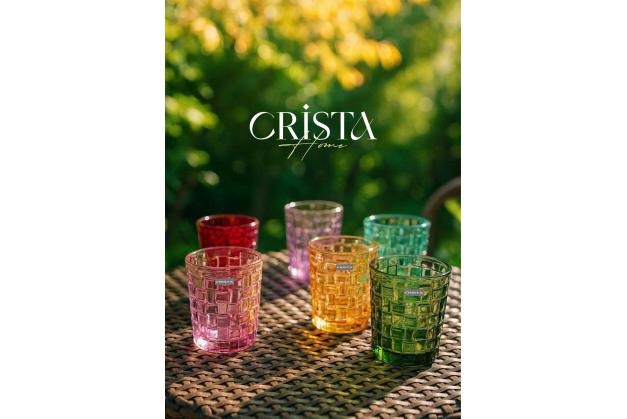 Bộ 6 cốc thủy tinh Vân Caro Crista Home dung tích 280ml