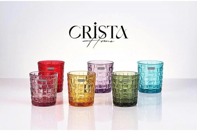 Bộ 6 cốc thủy tinh Vân Caro Crista Home dung tích 280ml