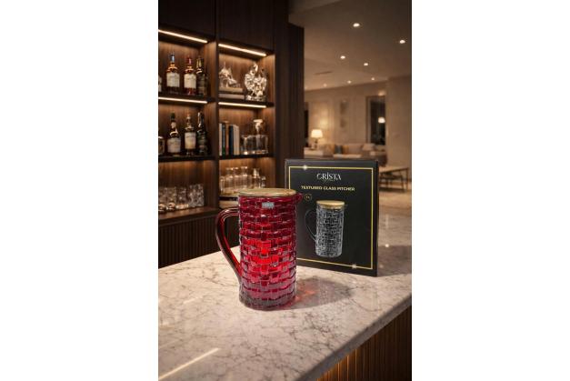 Bình thủy tinh vân Caro nắp gỗ Crista Home dung tích 1L