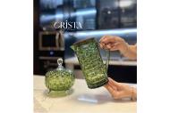 Bình thủy tinh vân Caro nắp gỗ Crista Home dung tích 1L