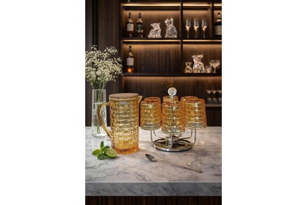 Bình thủy tinh vân Caro nắp gỗ Crista Home dung tích 1L