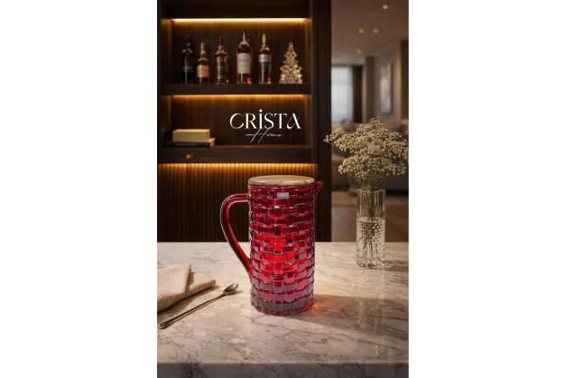 Bình thủy tinh vân Caro nắp gỗ Crista Home dung tích 1L