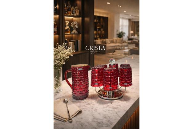 Bình thủy tinh vân Caro nắp gỗ Crista Home dung tích 1L