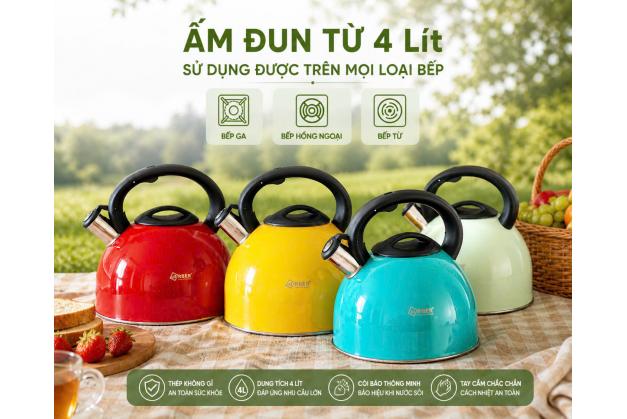 Ấm đun nước bếp từ Arber AB04LSMĐ dung tích 4L có còi báo
