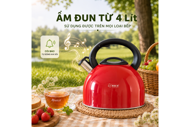 Ấm đun nước bếp từ Arber AB04LSMĐ dung tích 4L có còi báo