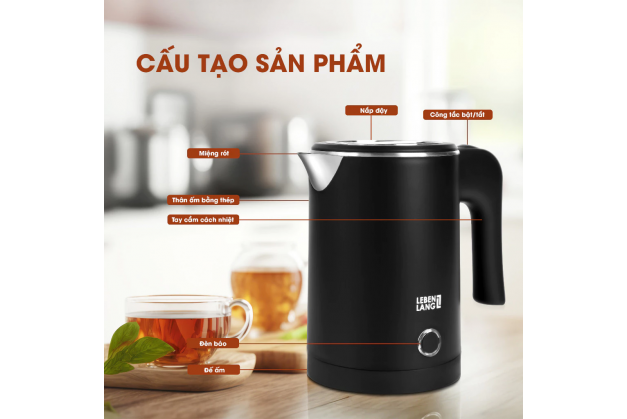 Ấm siêu tốc Lebenlang LBL2319 Dung tích 500ml