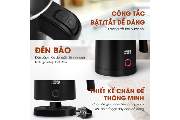 Ấm siêu tốc Lebenlang LBL2319 Dung tích 500ml