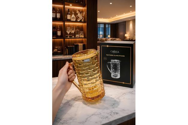 Bình thủy tinh vân Caro nắp thủy tinh Crista Home dung tích 1L