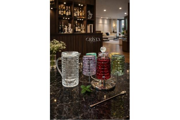 Bình thủy tinh vân Caro nắp thủy tinh Crista Home dung tích 1L