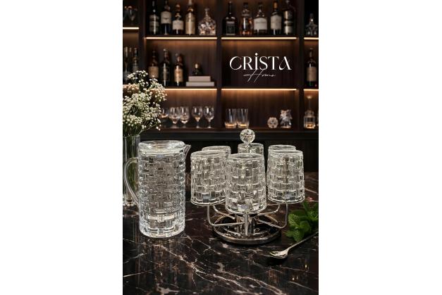 Bình thủy tinh vân Caro nắp thủy tinh Crista Home dung tích 1L