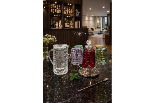 Bình thủy tinh vân Caro nắp thủy tinh Crista Home dung tích 1L
