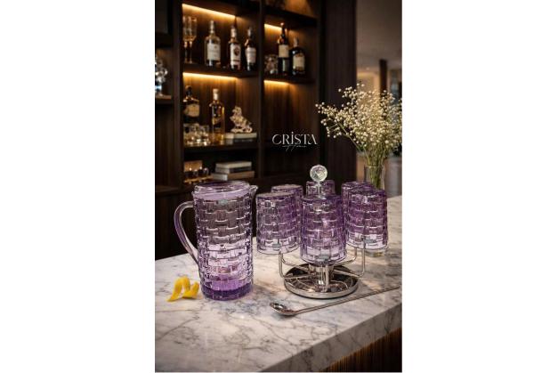 Bình thủy tinh vân Caro nắp thủy tinh Crista Home dung tích 1L
