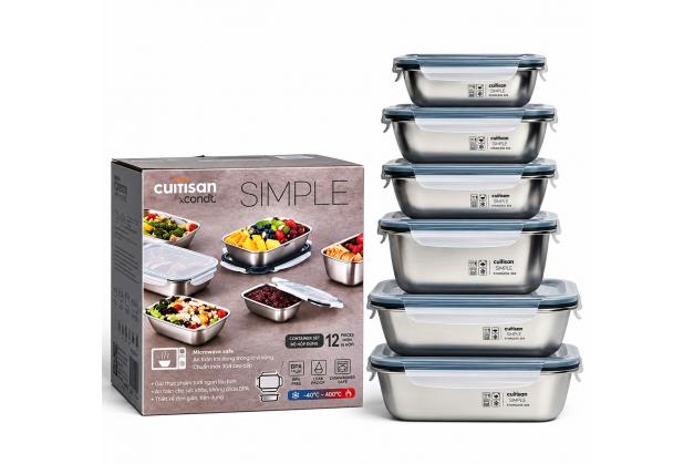 Set 6 hộp đựng thực phẩm inox Cuitisan sản xuất tại Hàn quốc