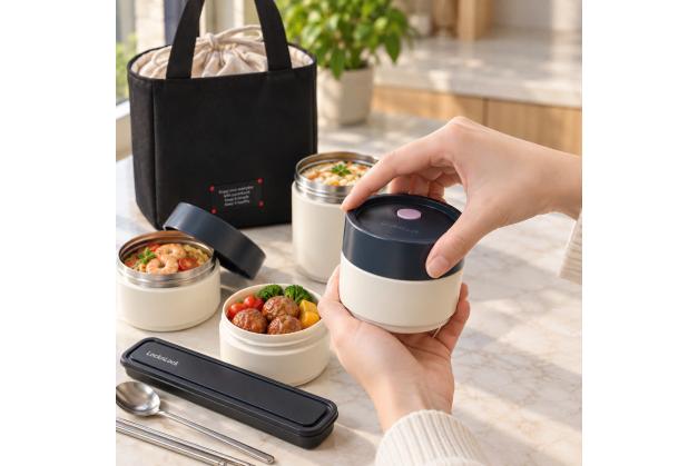 Bộ hộp cơm giữ nhiệt LocknLock All-Fit Lunch- LHC8014IVY