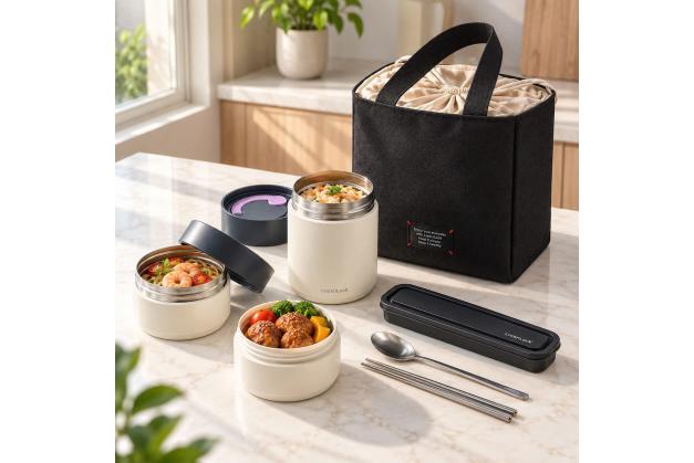 Bộ hộp cơm giữ nhiệt LocknLock All-Fit Lunch- LHC8014IVY