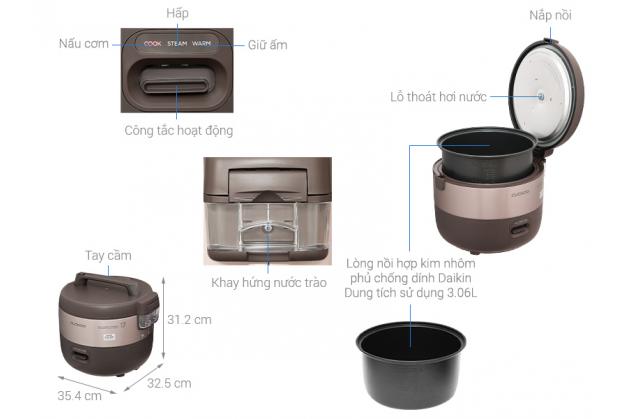 Nồi cơm nắp gài Cuckoo 3.06 lít CR-1755/KBBKCRVN