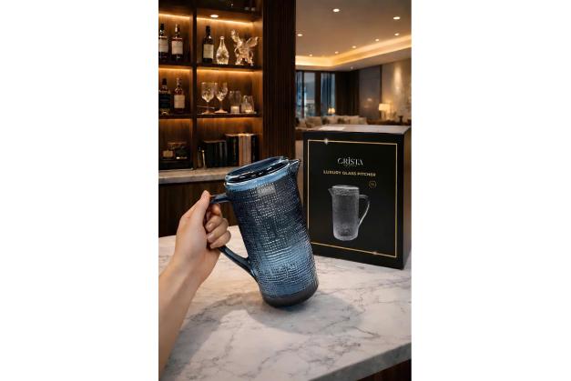 Bình thủy tinh vân lưới Crista Home dung tích 1L nắp thủy tinh