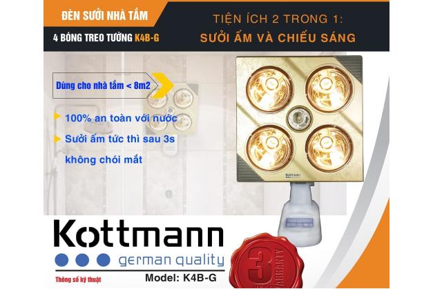 Đèn sưởi nhà tắm Kottmann 4 bóng K4B-G treo tường
