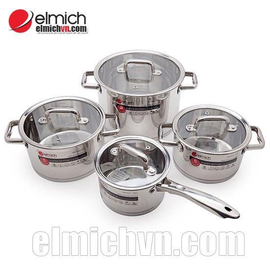 Bộ nồi Elmich EL3670 gồm 4 chiếc Inox 304 đáy 5 lớp Nhập khẩu Séc