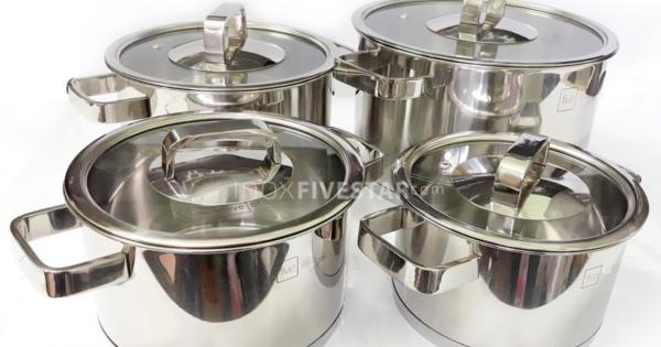 Bộ nồi Fivestar 4 chiếc Inox 304 cao cấp vung kính