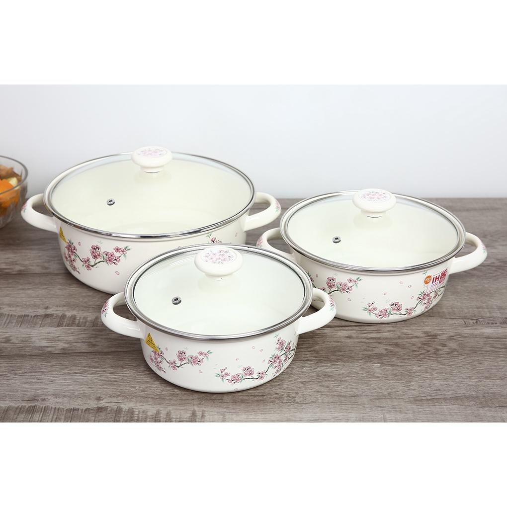 Bộ nồi tráng men Fujihoro SKW-332 Bộ 3 nồi