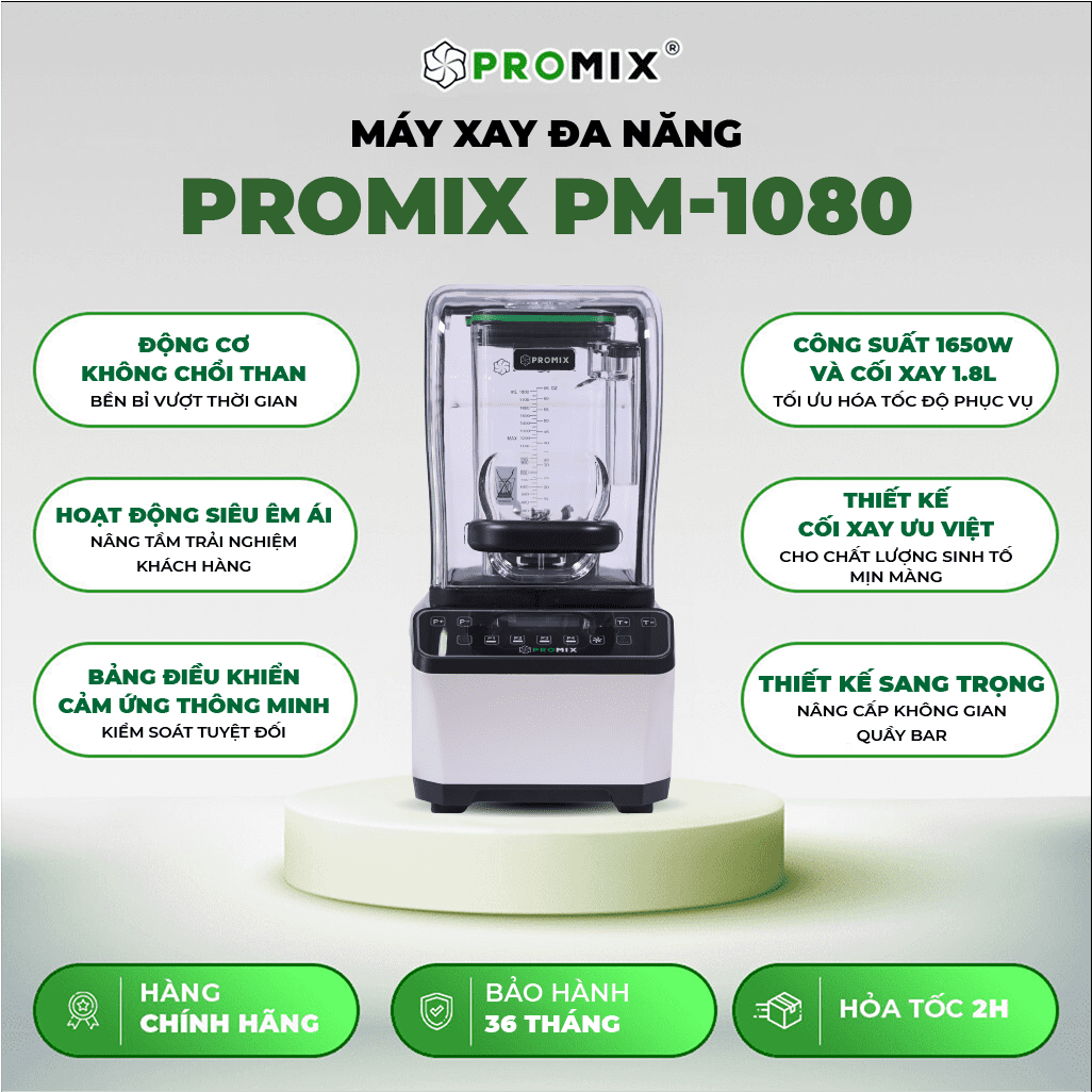 Máy xay sinh tố Promix PM-1080 Chạy liên tục không chổi than