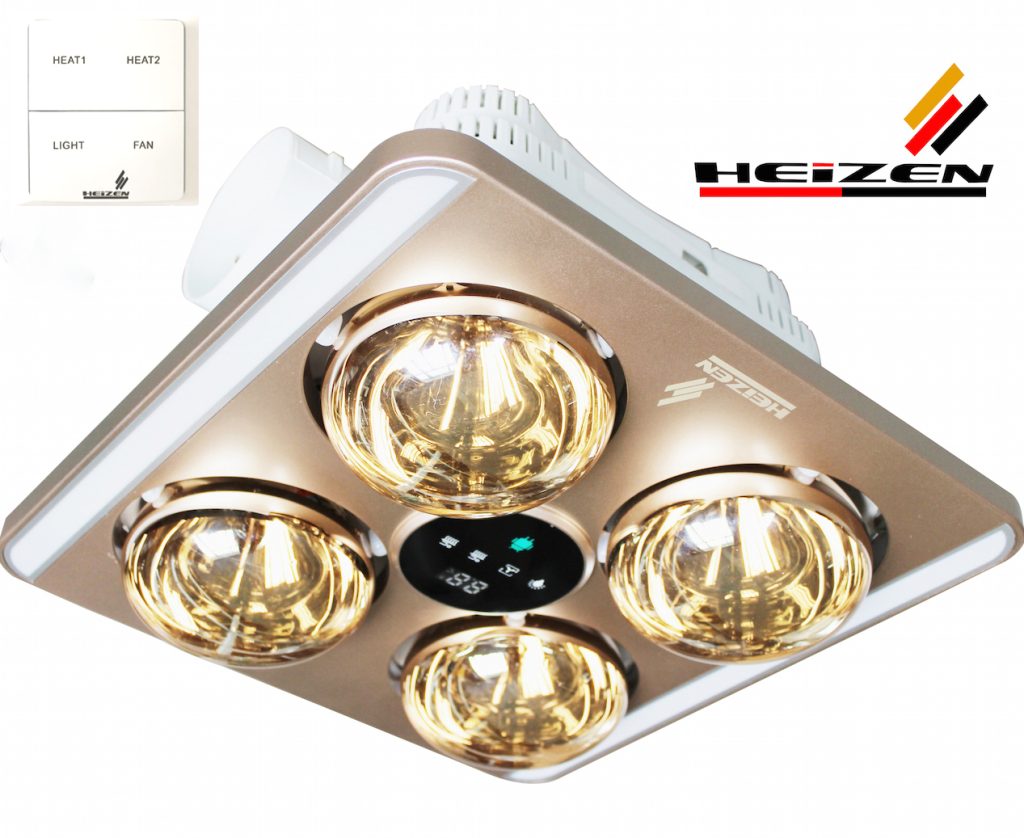 Đèn sưởi nhà tắm Heizen 4 bóng âm trần Led HE - 9 có điều khiển