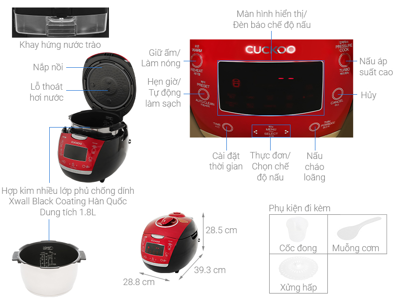 Nồi cơm điện cao tần Cuckoo CRP-HUS1000F dung tích 1.8L Hàn quốc