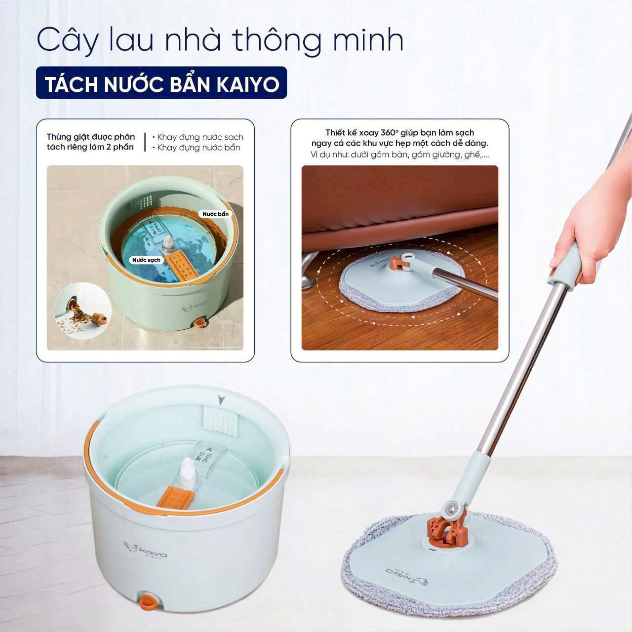Cây lau nhà tách nước Kaiyo KM51 Công nghệ Nhật bản