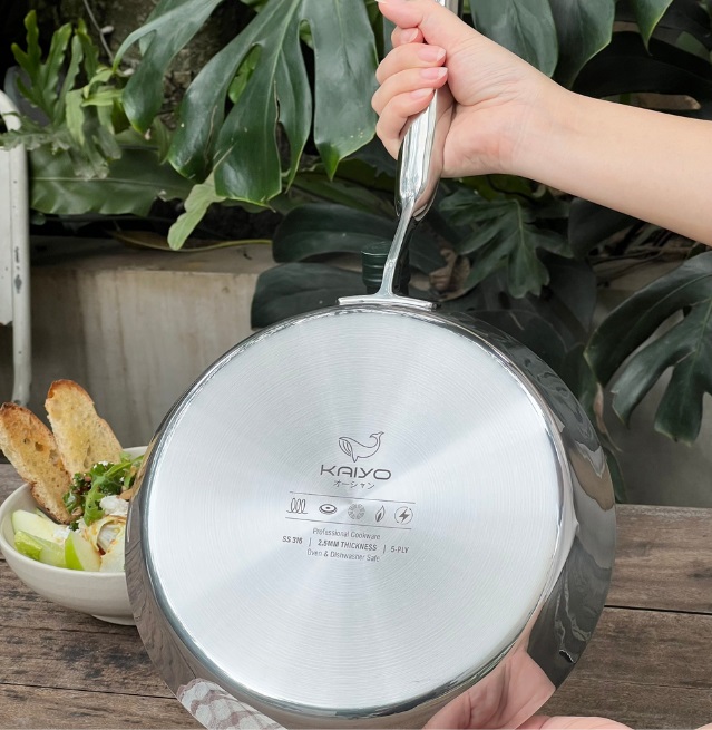 Chảo Kaiyo inox 316 liền khối tự thân 5 lớp công nghệ Nhật bản