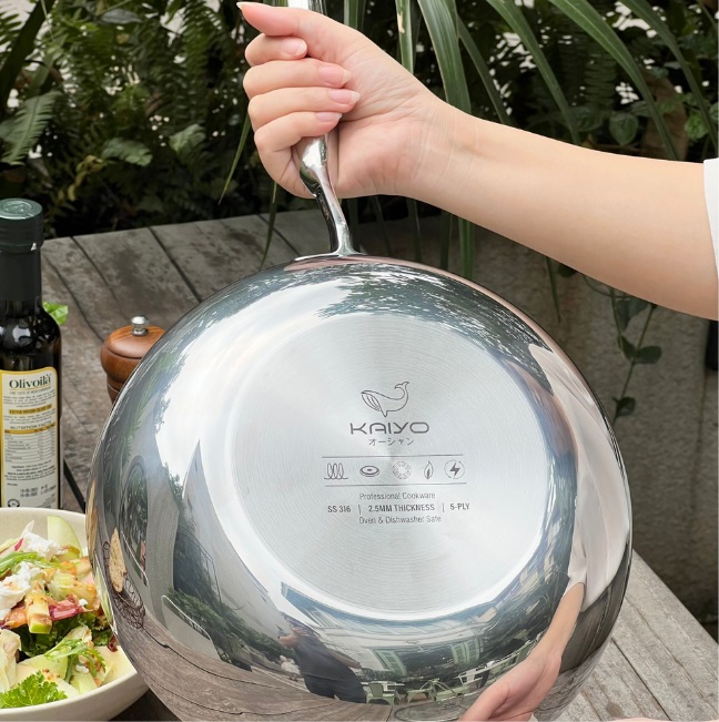 Chảo sâu lòng Kaiyo Inox 316 KIW 5 lớp liền khối của Nhật
